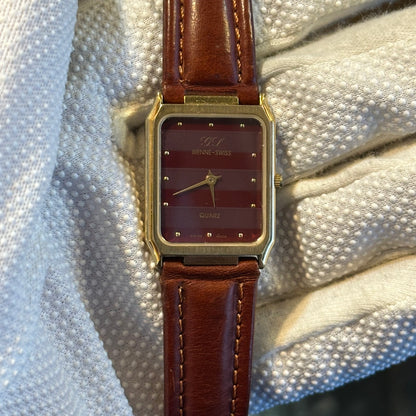 Reloj CG Bienne Swiss Mujer Cuarzo Años 90 Burdeos Pulsera Original