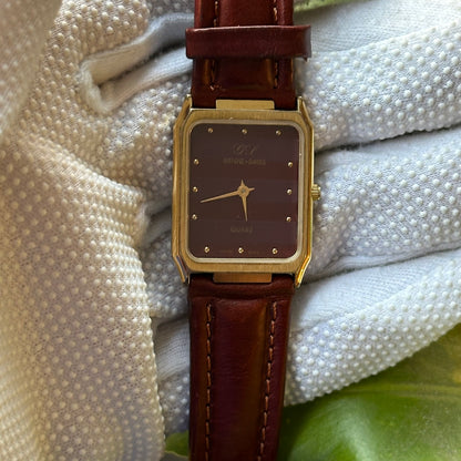Reloj CG Bienne Swiss Mujer Cuarzo Años 90 Burdeos Pulsera Original