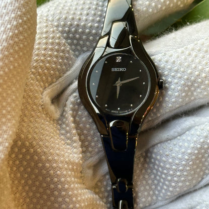 Reloj Joya Seiko Mujer Negro 26mm Acero Minimalista Enero de 1999