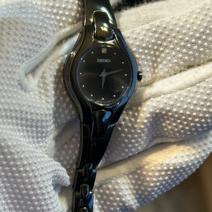 Reloj Joya Seiko Mujer Negro 26mm Acero Minimalista Enero de 1999