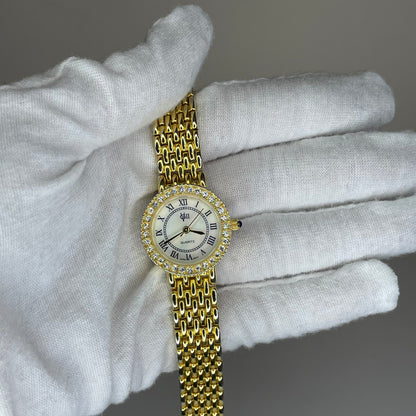 Reloj Joya Gloria Vanderbilt GV II Año 1995 aprox. NOS Dorado Bisel de cristales Neoclásico
