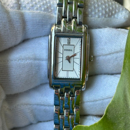 Reloj Fossil Mujer Año 2011 Rectangular Acero ES-2736 escaso