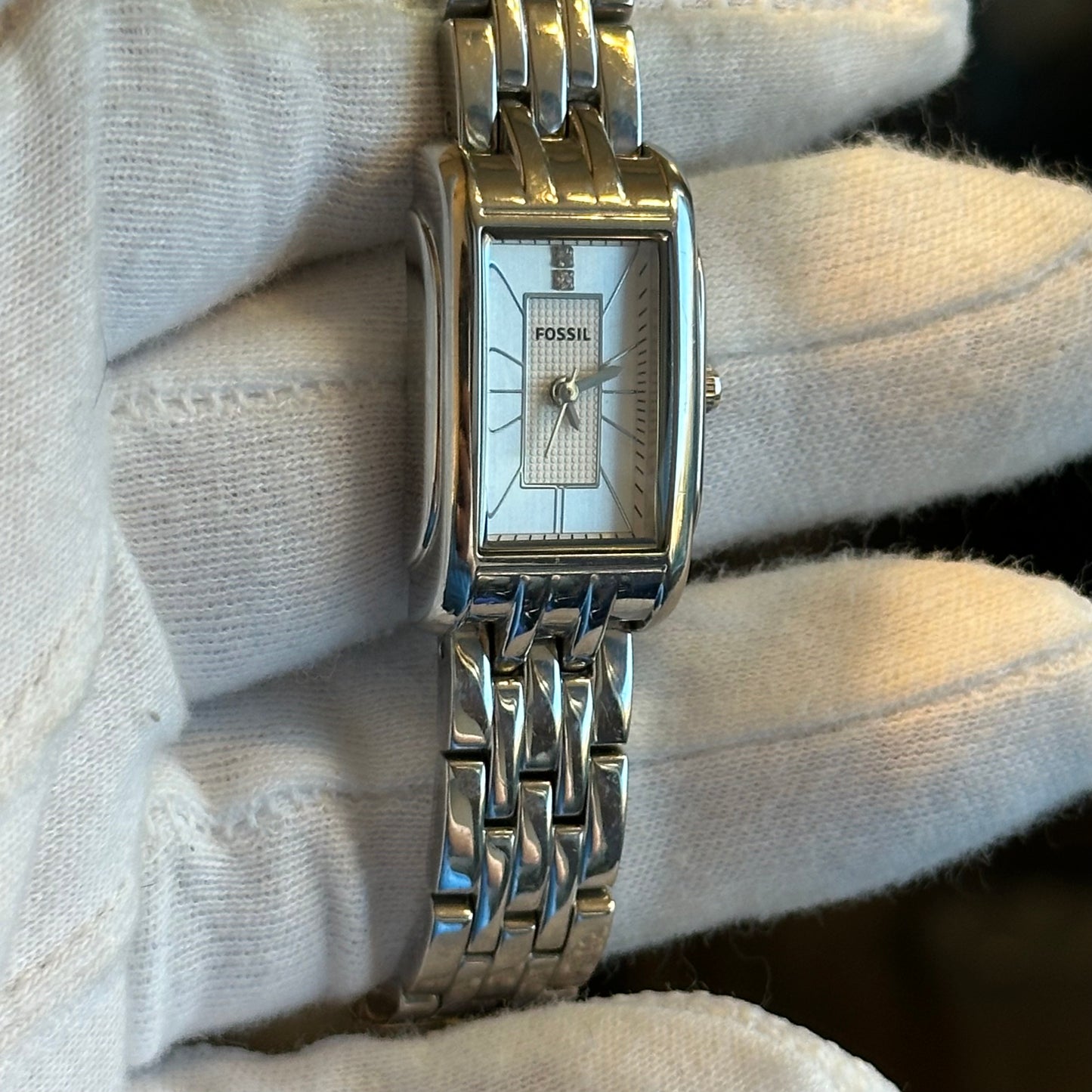 Reloj Fossil Mujer Año 2011 Rectangular Acero ES-2736 escaso