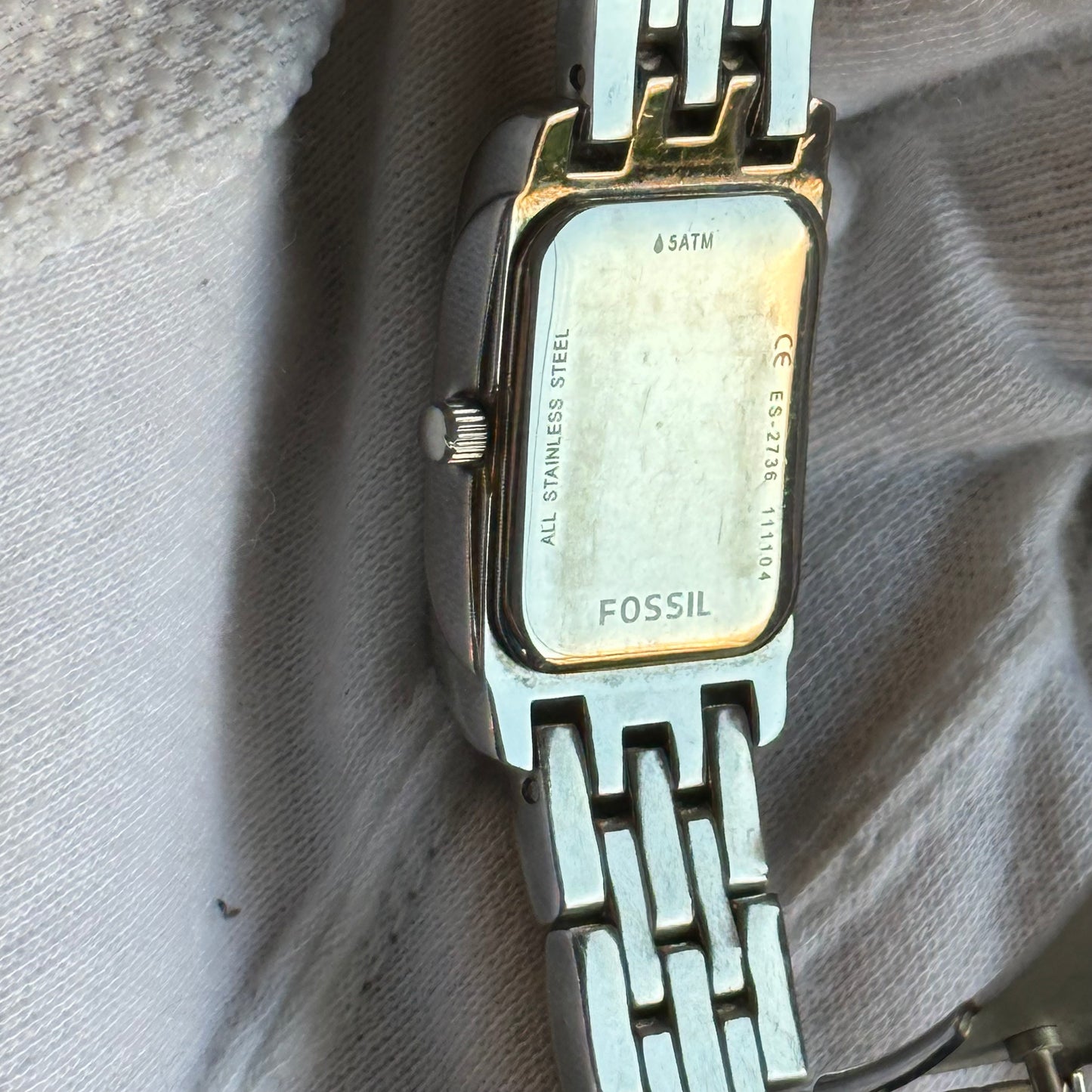 Reloj Fossil Mujer Año 2011 Rectangular Acero ES-2736 escaso