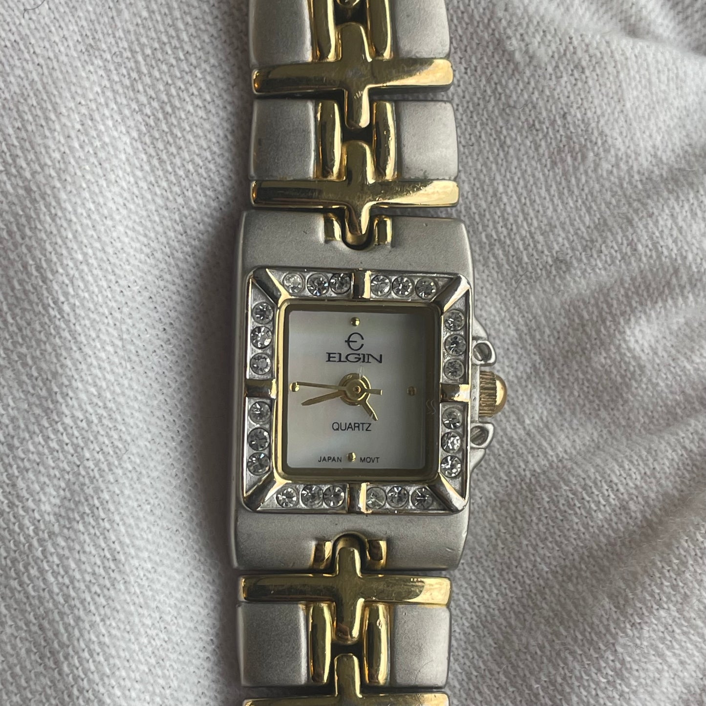 Reloj Joya ELGIN Mujer Rectangular TwoTone Cristales 90s