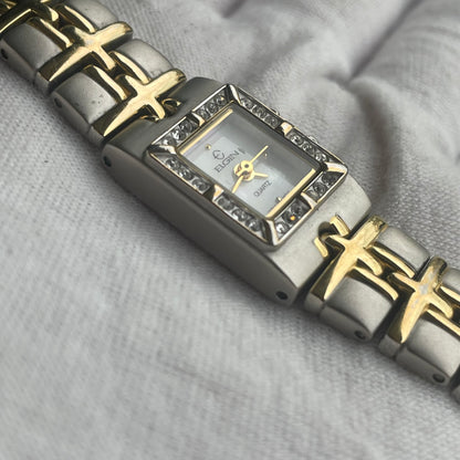 Reloj Joya ELGIN Mujer Rectangular TwoTone Cristales 90s