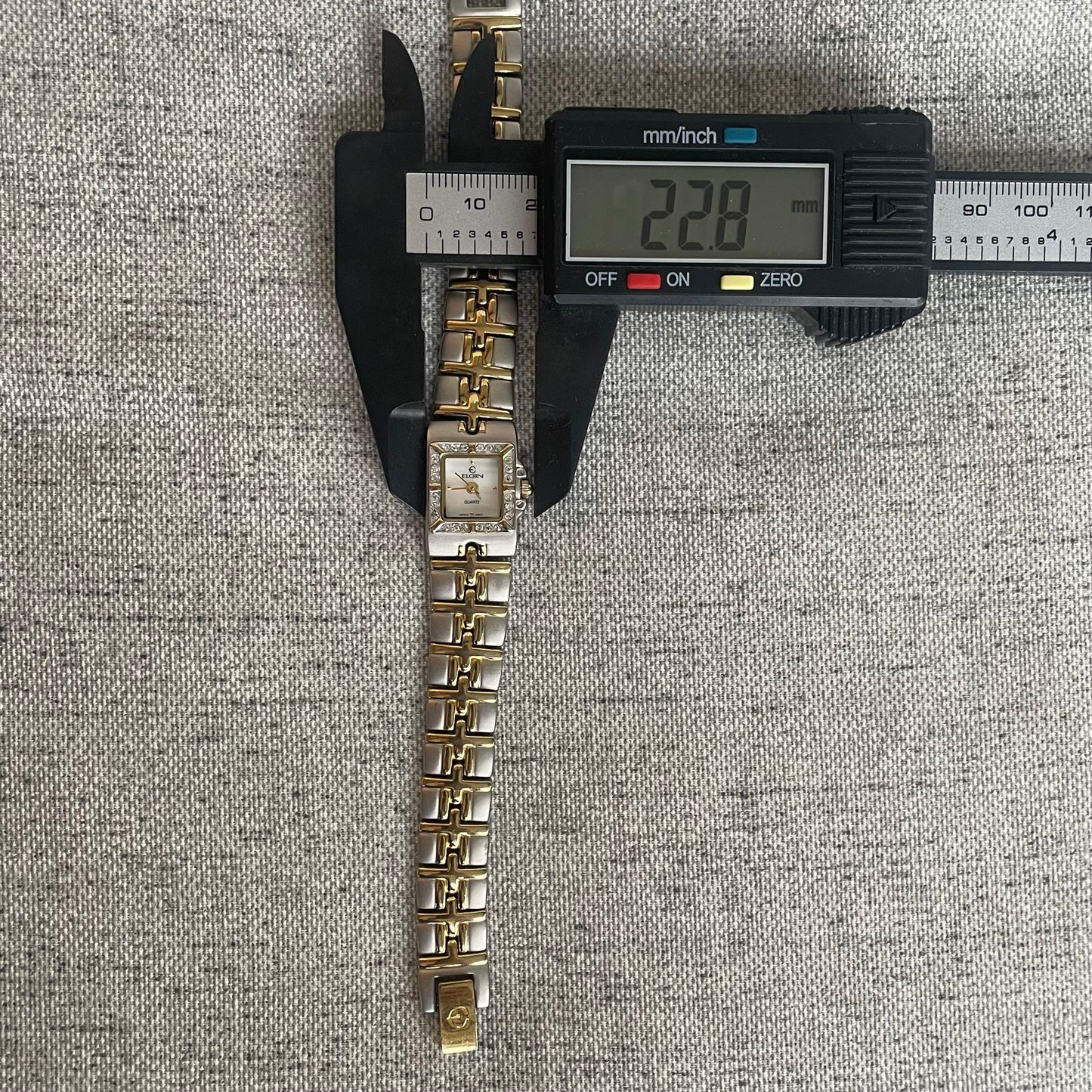 Reloj Joya ELGIN Mujer Rectangular TwoTone Cristales 90s