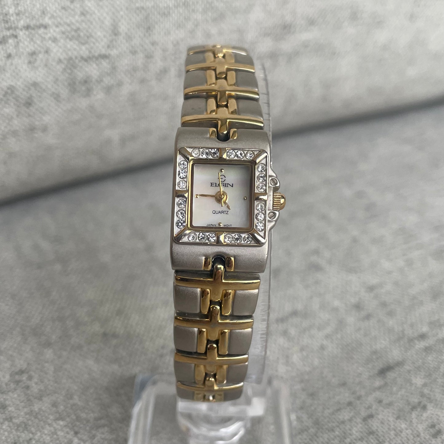 Reloj Joya ELGIN Mujer Rectangular TwoTone Cristales 90s