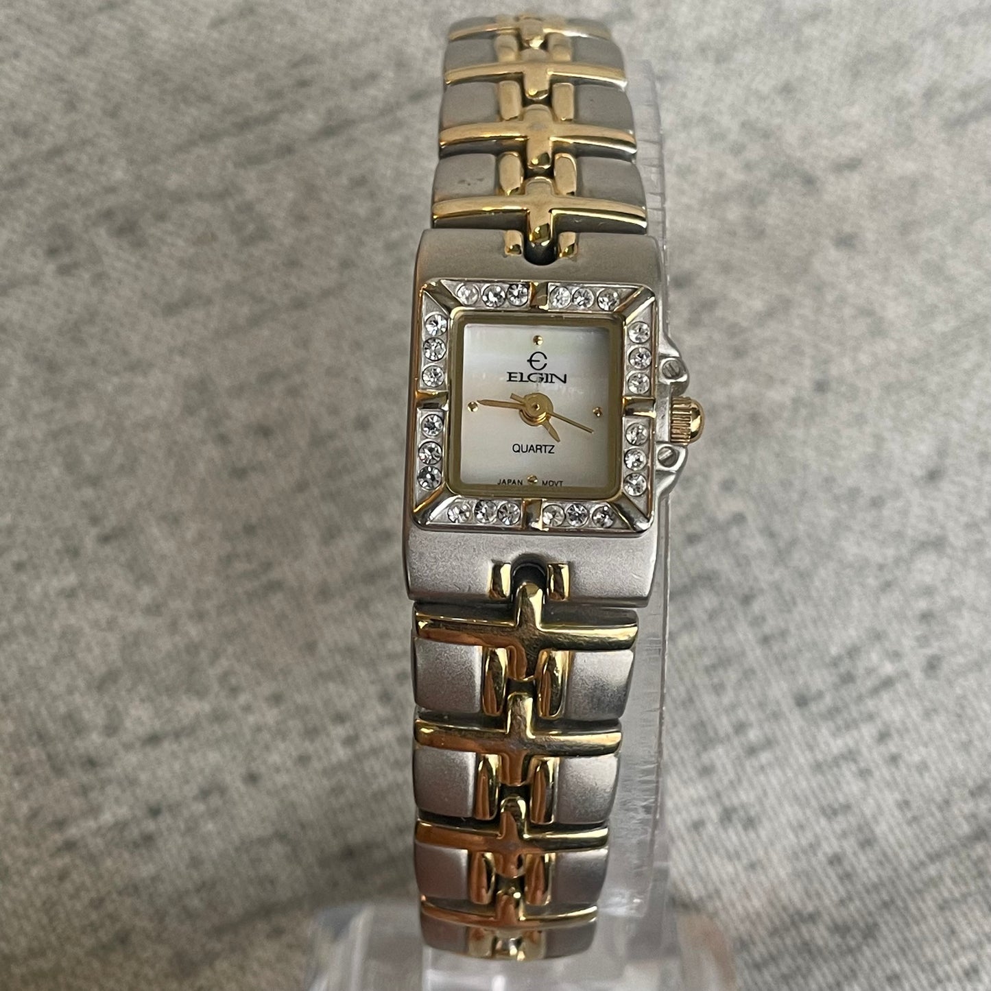 Reloj Joya ELGIN Mujer Rectangular TwoTone Cristales 90s