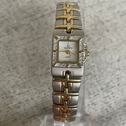 Reloj Joya ELGIN Mujer Rectangular TwoTone Cristales 90s