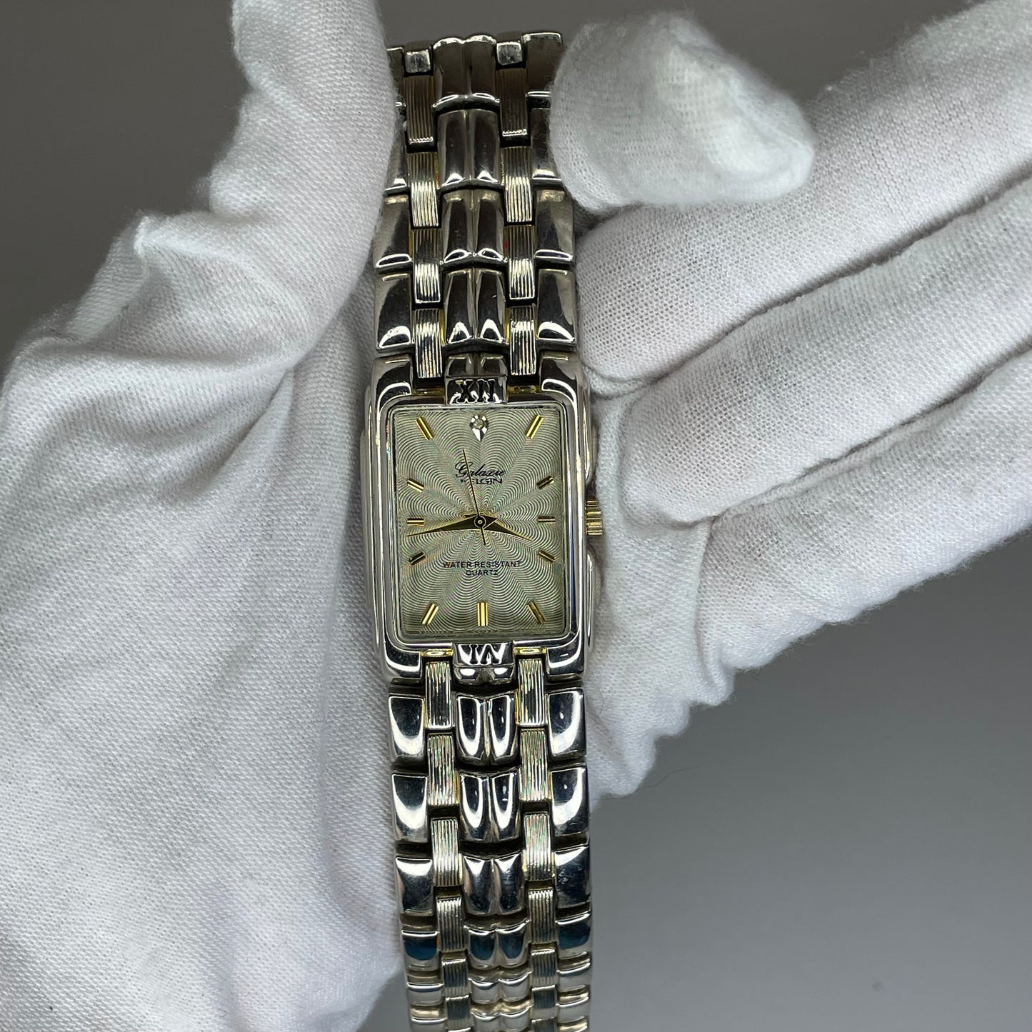 Reloj joya ancho de mujer Galaxie by Elgin Años 90´s Dial concéntrico Arte Óptico