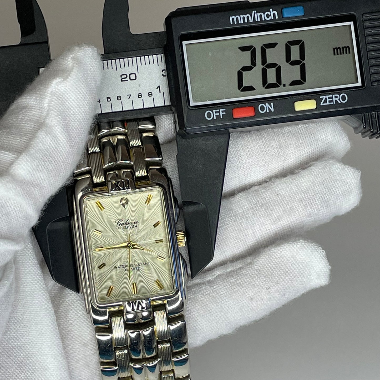 Reloj joya ancho de mujer Galaxie by Elgin Años 90´s Dial concéntrico Arte Óptico