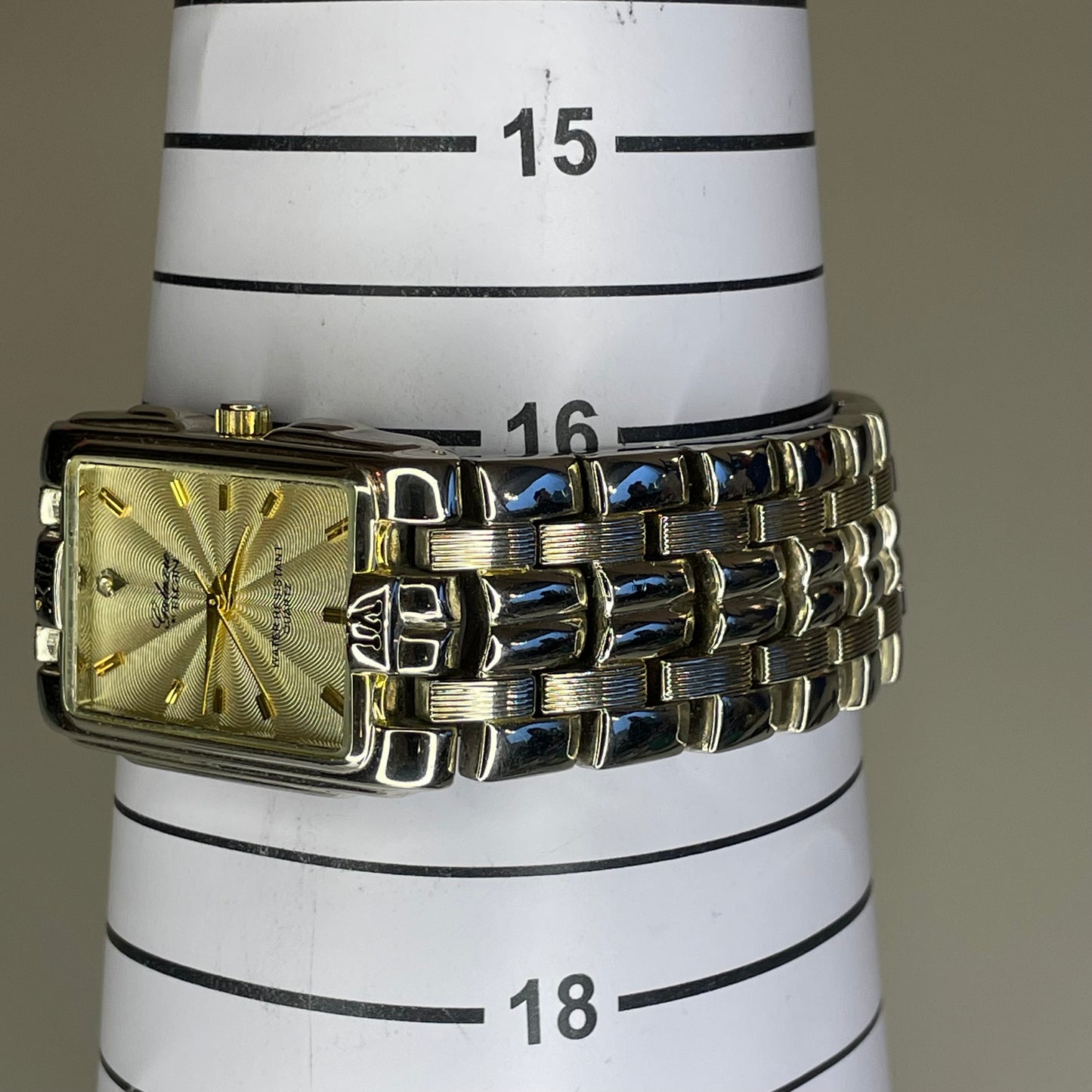 Reloj joya ancho de mujer Galaxie by Elgin Años 90´s Dial concéntrico Arte Óptico