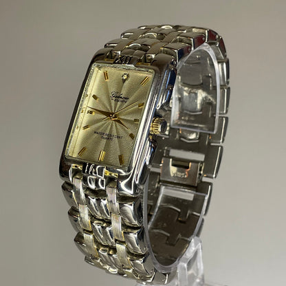 Reloj joya ancho de mujer Galaxie by Elgin Años 90´s Dial concéntrico Arte Óptico