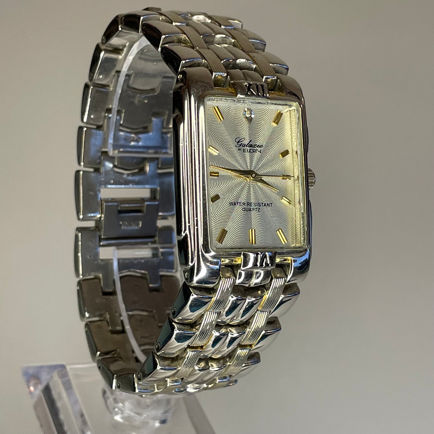 Reloj joya ancho de mujer Galaxie by Elgin Años 90´s Dial concéntrico Arte Óptico