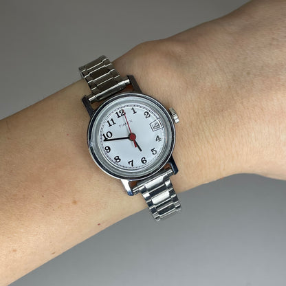 Reloj de mujer Timex Date A Cuerda Año 1979 pulsera expandible original Funciona Perfecto