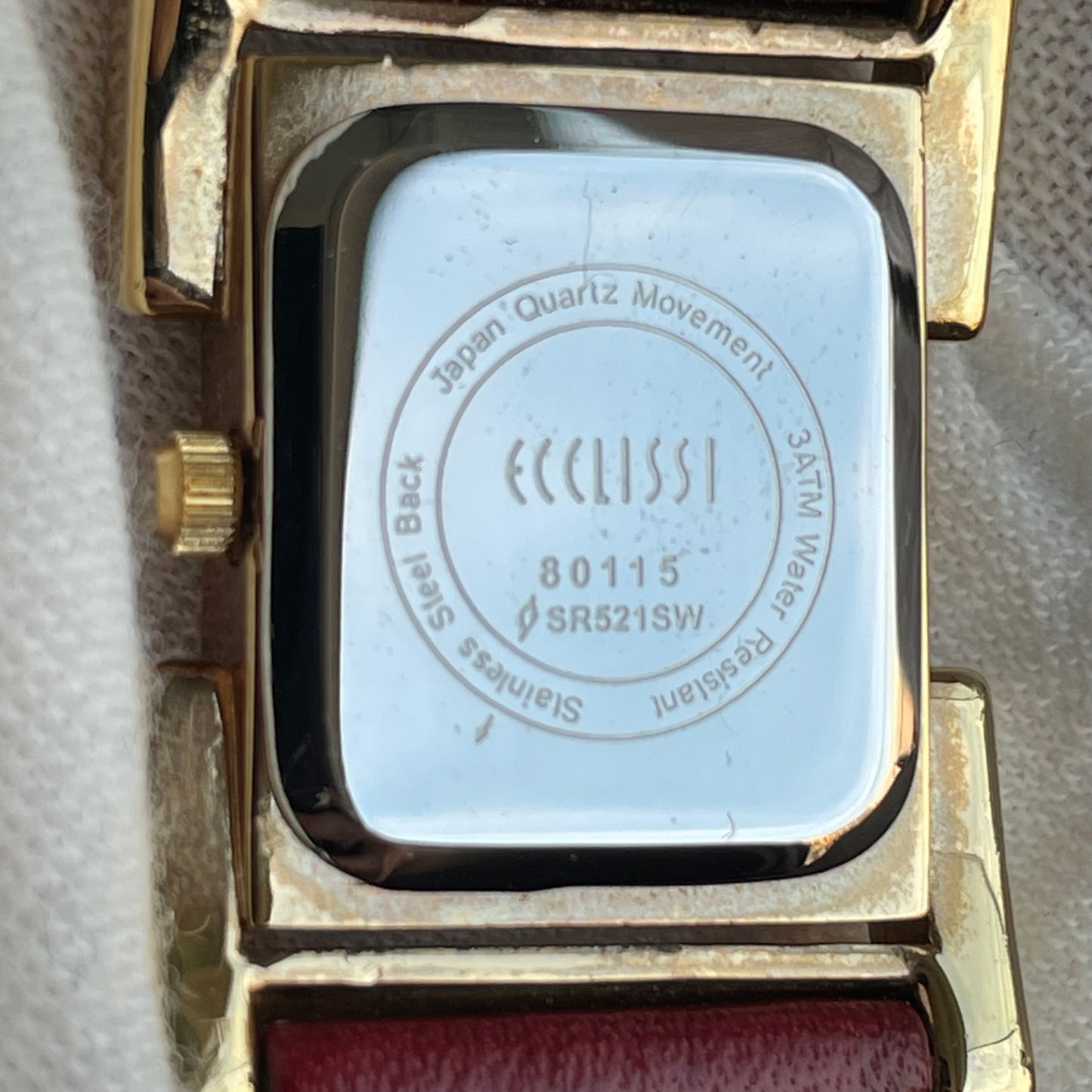 Reloj joya Ecclissi Mujer Año 2002 Rectangular Dorado Mármol Acero