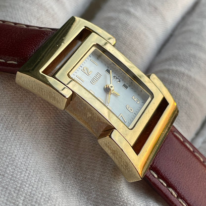 Reloj joya Ecclissi Mujer Año 2002 Rectangular Dorado Mármol Acero
