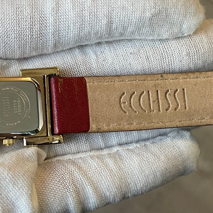 Reloj joya Ecclissi Mujer Año 2002 Rectangular Dorado Mármol Acero
