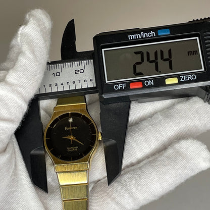Reloj joya Armitron Diamond Quartz Año 1990 aprox. Dial negro y pulsera original
