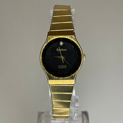 Reloj joya Armitron Diamond Quartz Año 1990 aprox. Dial negro y pulsera original