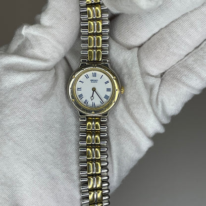 Reloj Joya Seiko Mujer Julio de 1992 Núm. romanos azules y brazalete bicolor ESCASO