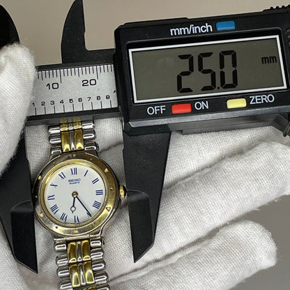 Reloj Joya Seiko Mujer Julio de 1992 Núm. romanos azules y brazalete bicolor ESCASO