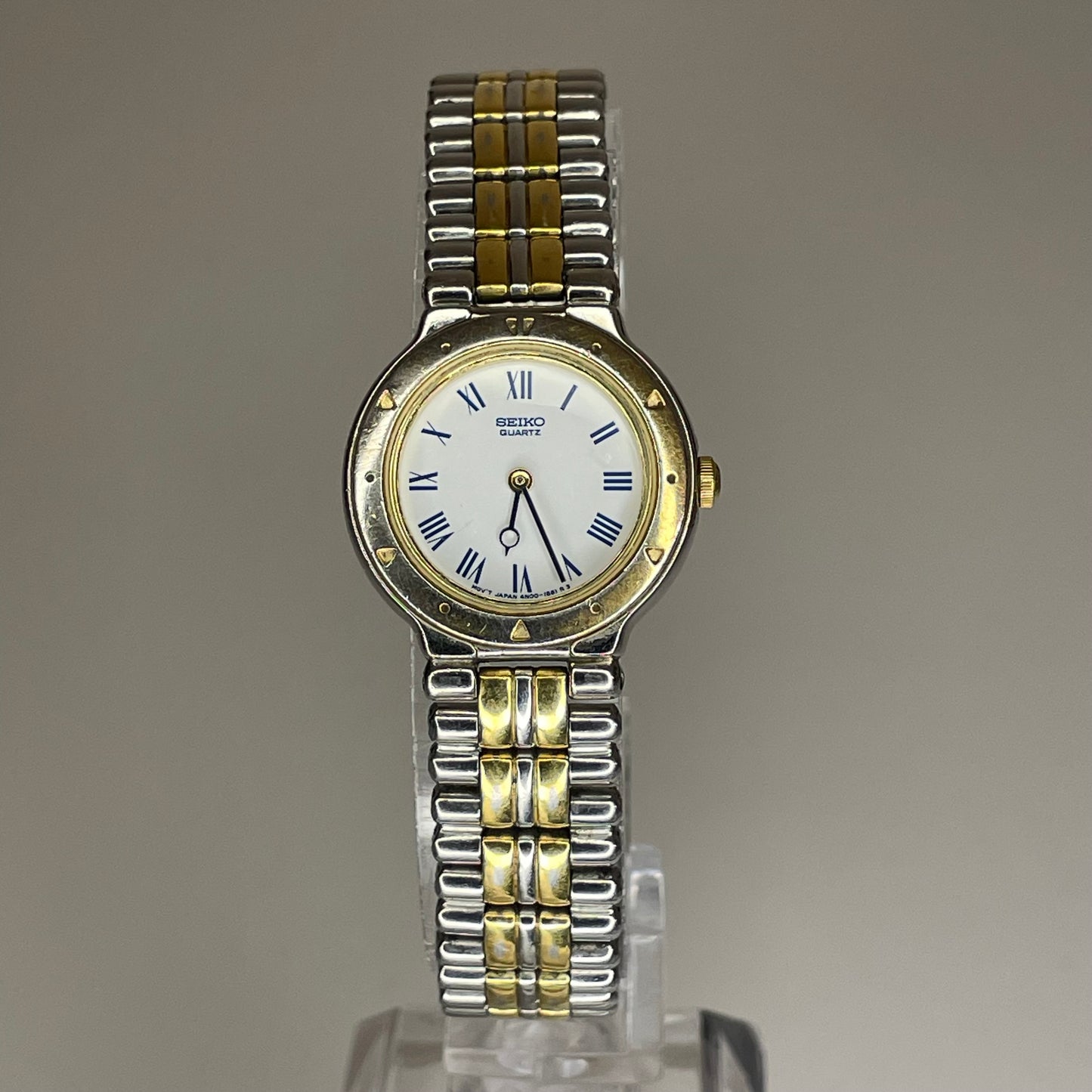 Reloj Joya Seiko Mujer Julio de 1992 Núm. romanos azules y brazalete bicolor ESCASO