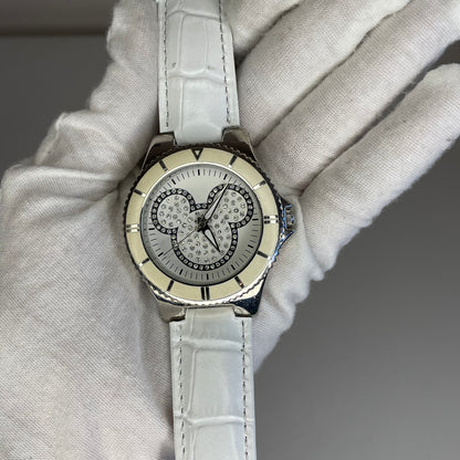 Reloj de mujer grande Disney Parks Mickey Mouse Dazzling White Año 2010 ESCASO