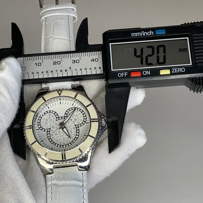 Reloj de mujer grande Disney Parks Mickey Mouse Dazzling White Año 2010 ESCASO