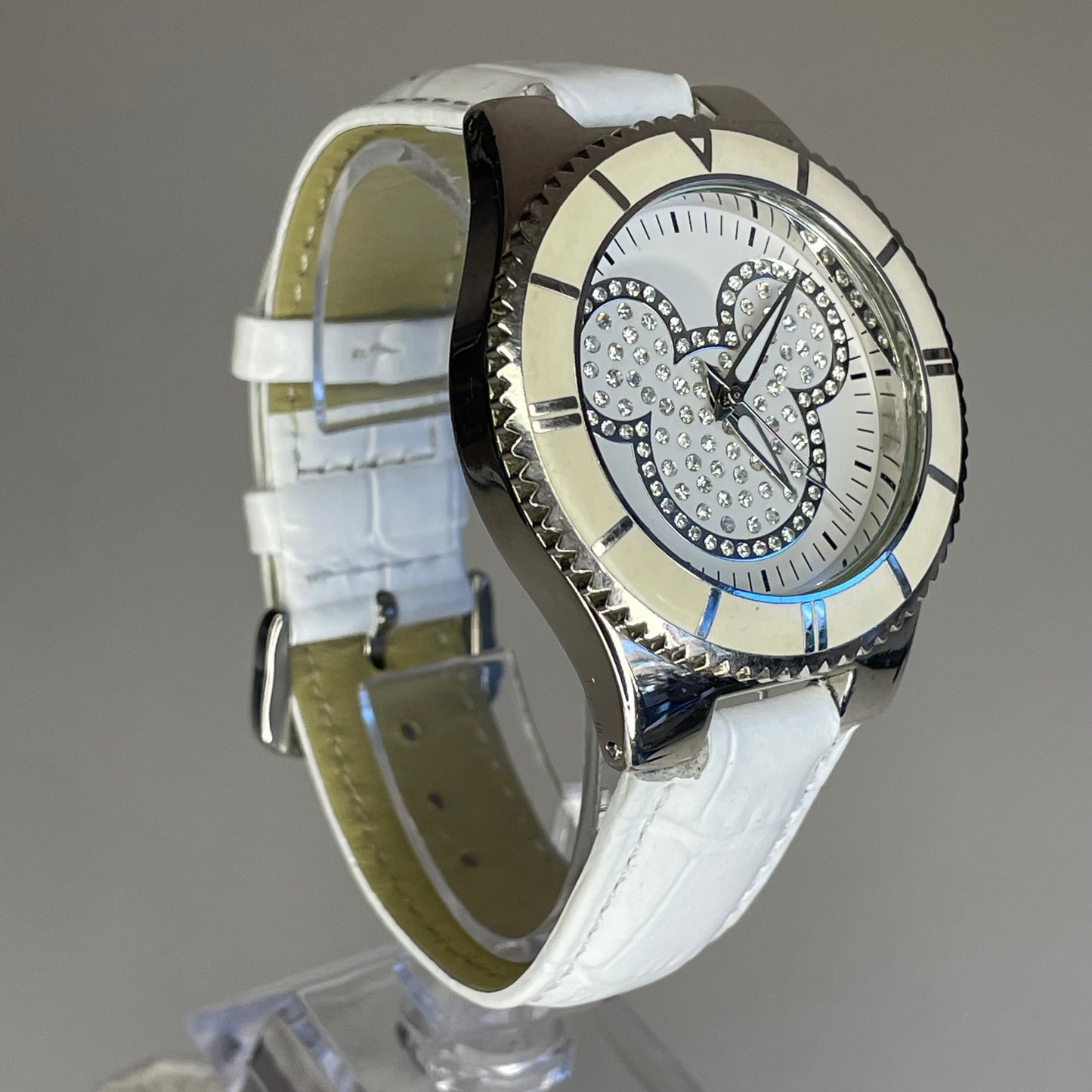 Reloj de mujer grande Disney Parks Mickey Mouse Dazzling White Año 2010 ESCASO