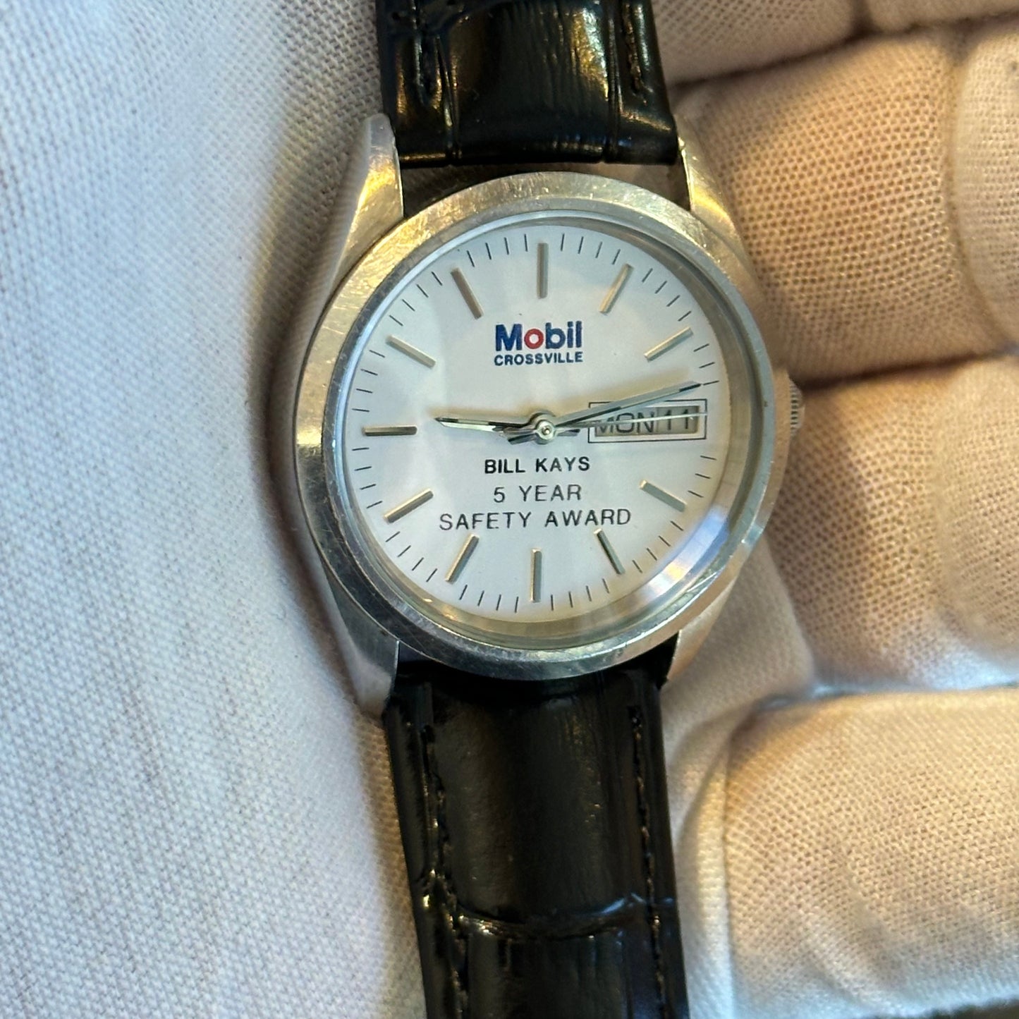 Reloj Mobil Crossville Hombre Años 80 Safety Award Personalizado RARO