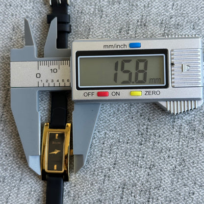 Reloj Joya Bulova Mujer Rectangular Negro Dorado Año 2002 Compacto