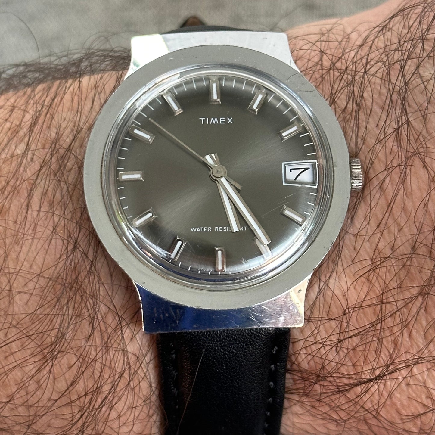Reloj TIMEX Mecánico Hombre 1979 Dial Gris Sunburst 38mm ÚNICO