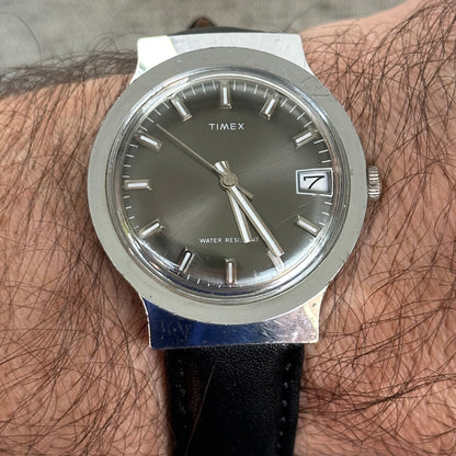 Reloj TIMEX Mecánico Hombre 1979 Dial Gris Sunburst 38mm ÚNICO