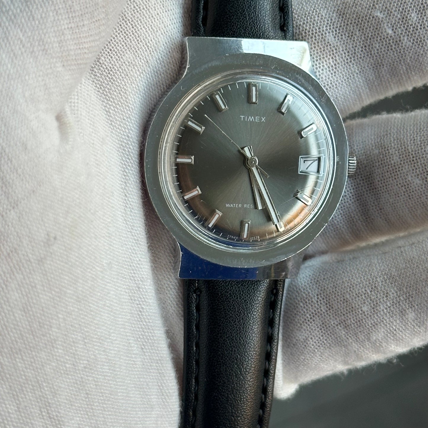 Reloj TIMEX Mecánico Hombre 1979 Dial Gris Sunburst 38mm ÚNICO