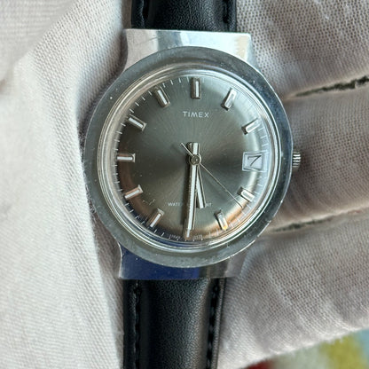 Reloj TIMEX Mecánico Hombre 1979 Dial Gris Sunburst 38mm ÚNICO