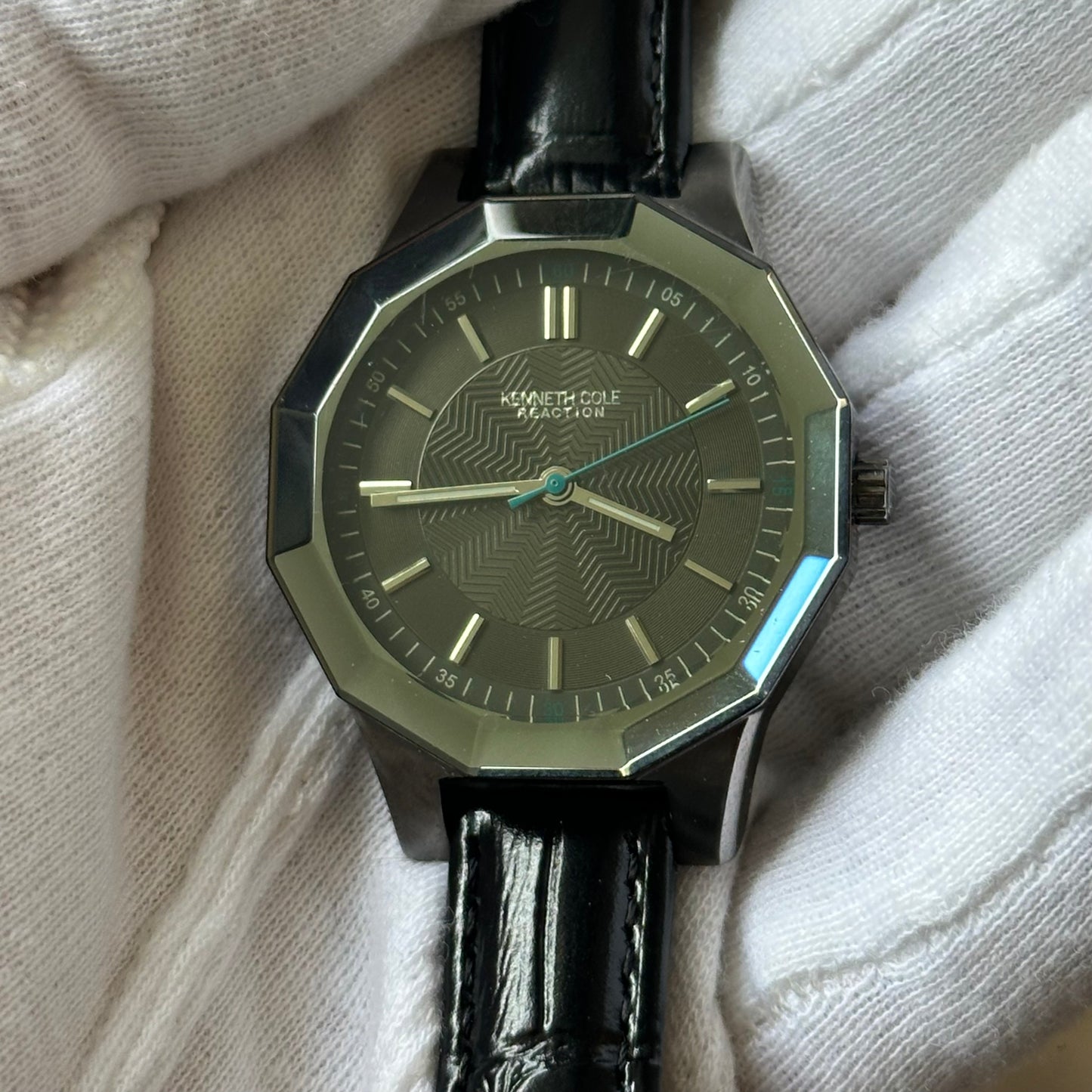 Reloj Kenneth Cole Mujer Años 2010 Octogonal Gris Oscuro