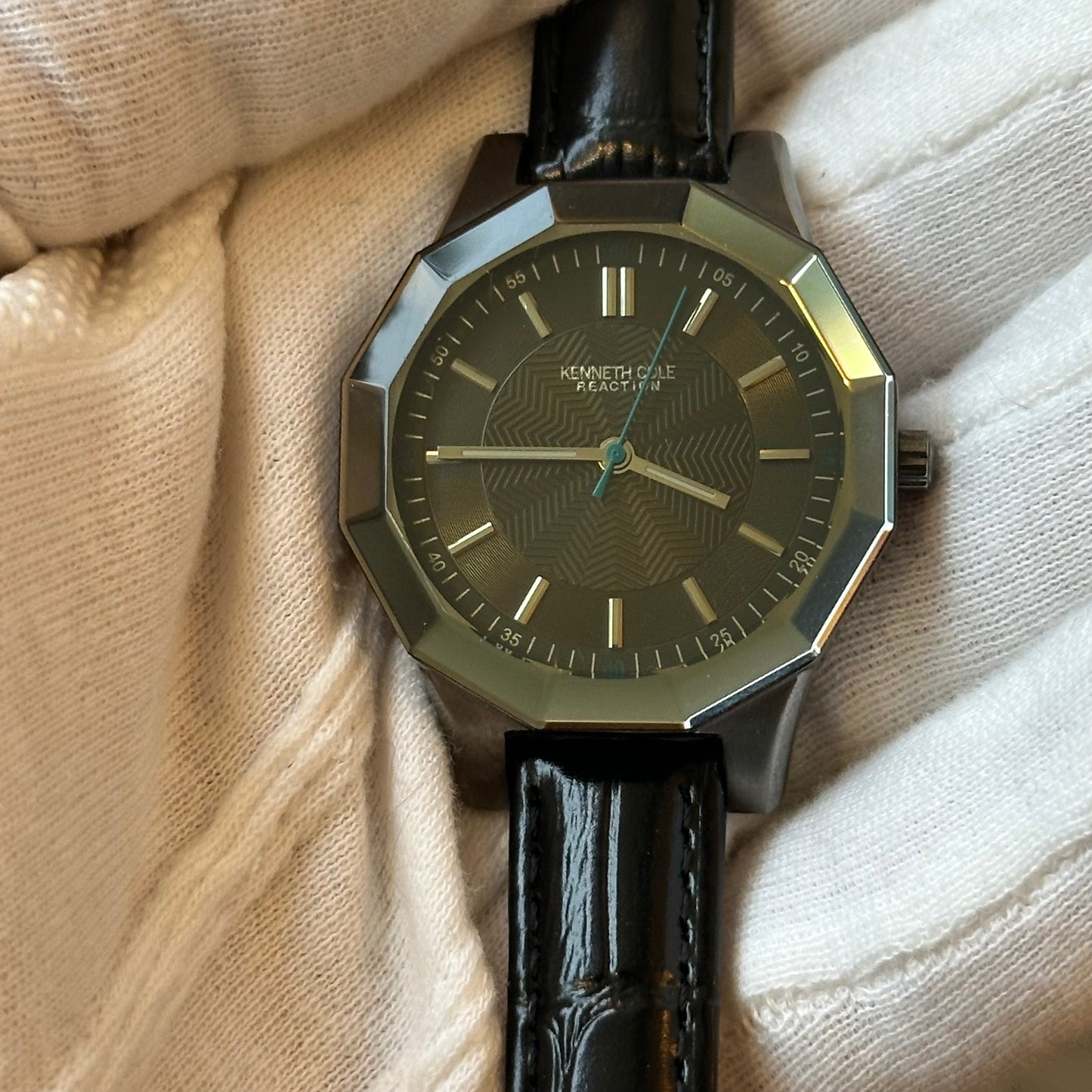 Reloj Kenneth Cole Mujer Años 2010 Octogonal Gris Oscuro