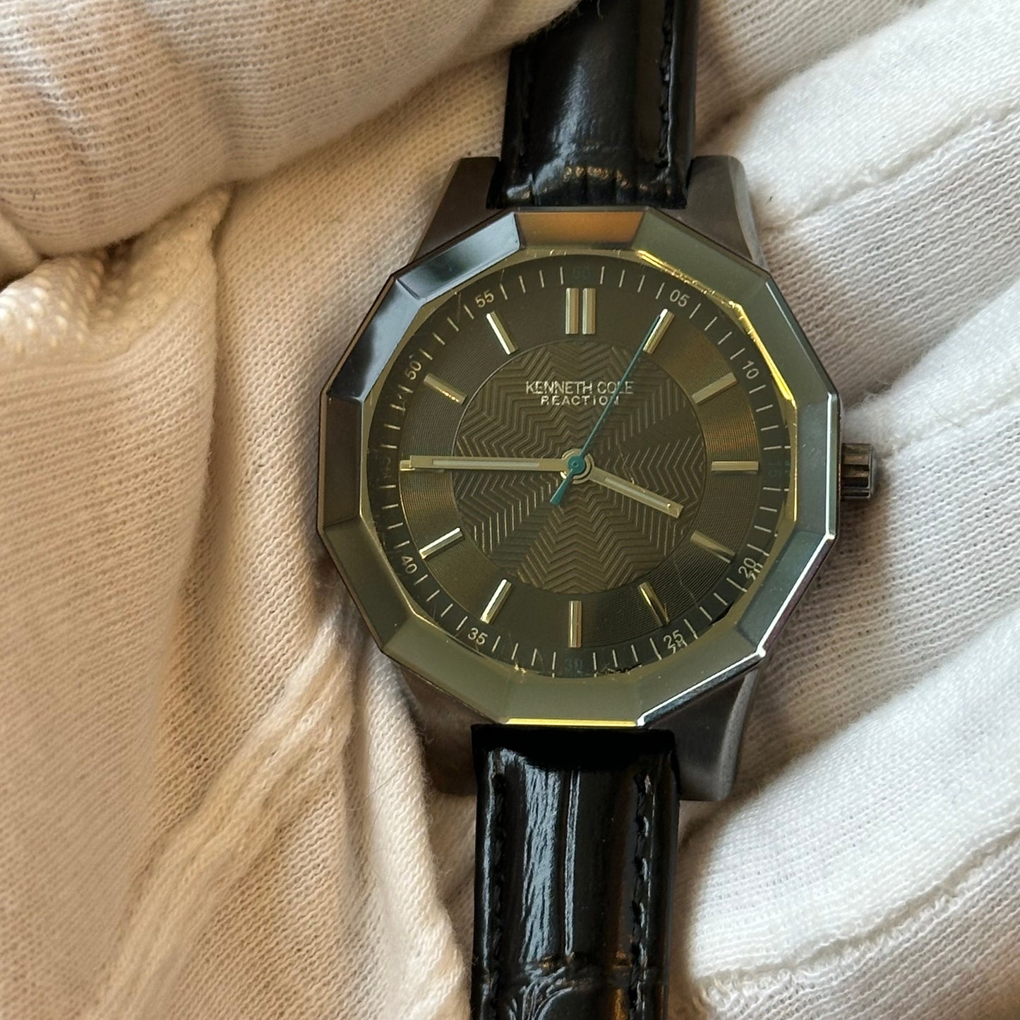 Reloj Kenneth Cole Mujer Años 2010 Octogonal Gris Oscuro