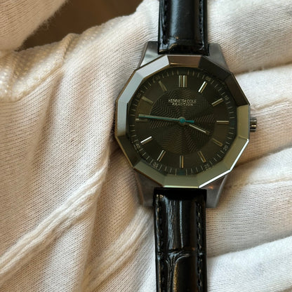 Reloj Kenneth Cole Mujer Años 2010 Octogonal Gris Oscuro