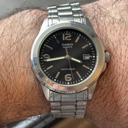 Reloj Casio Hombre MTP-1215A Negro Acero Años 2000