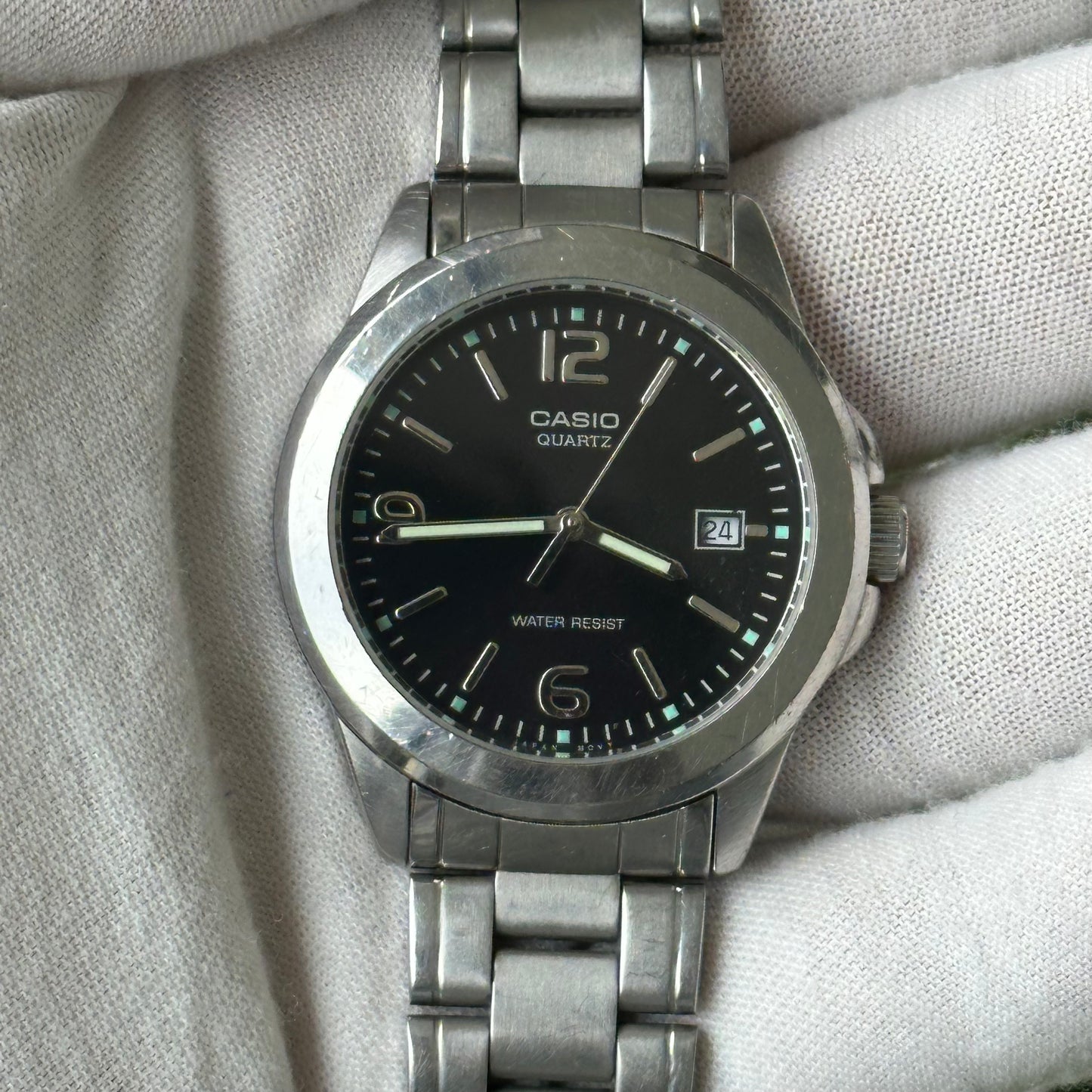 Reloj Casio Hombre MTP-1215A Negro Acero Años 2000
