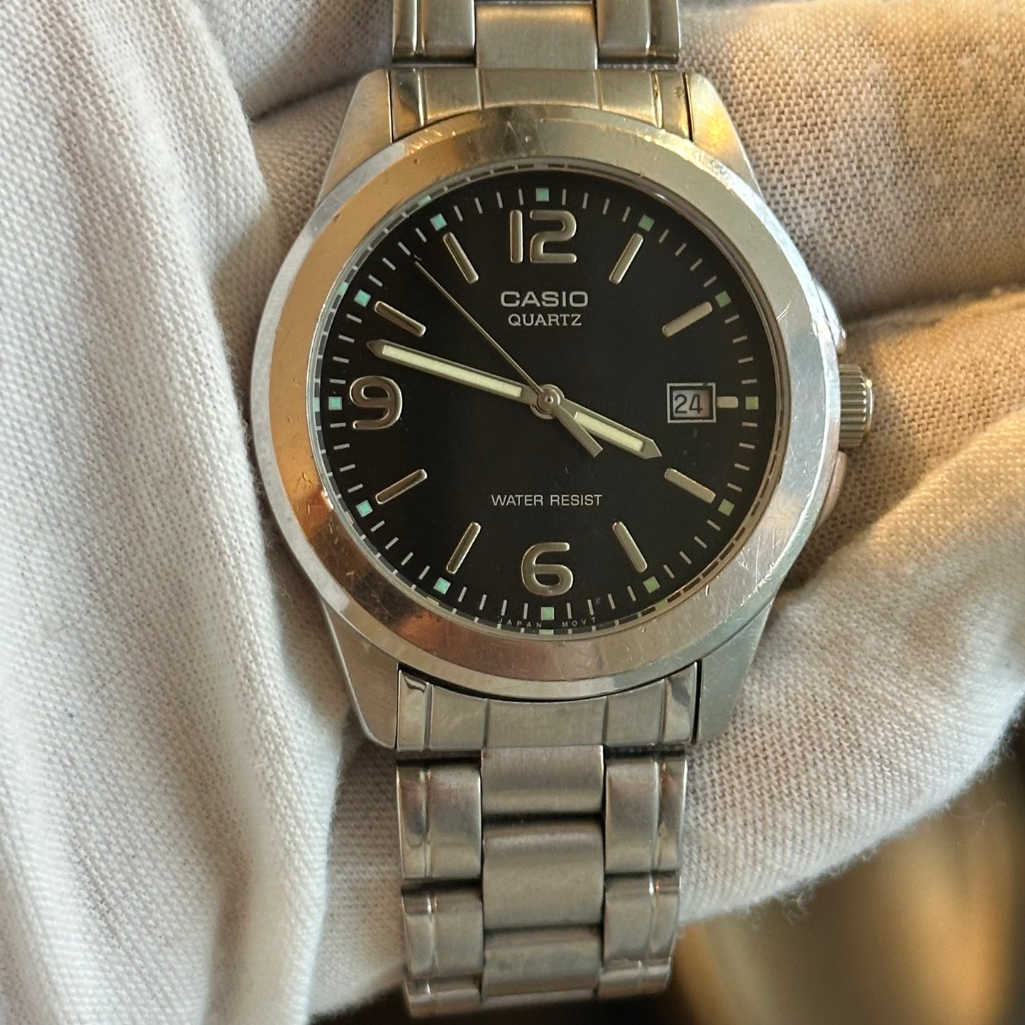 Reloj Casio Hombre MTP-1215A Negro Acero Años 2000