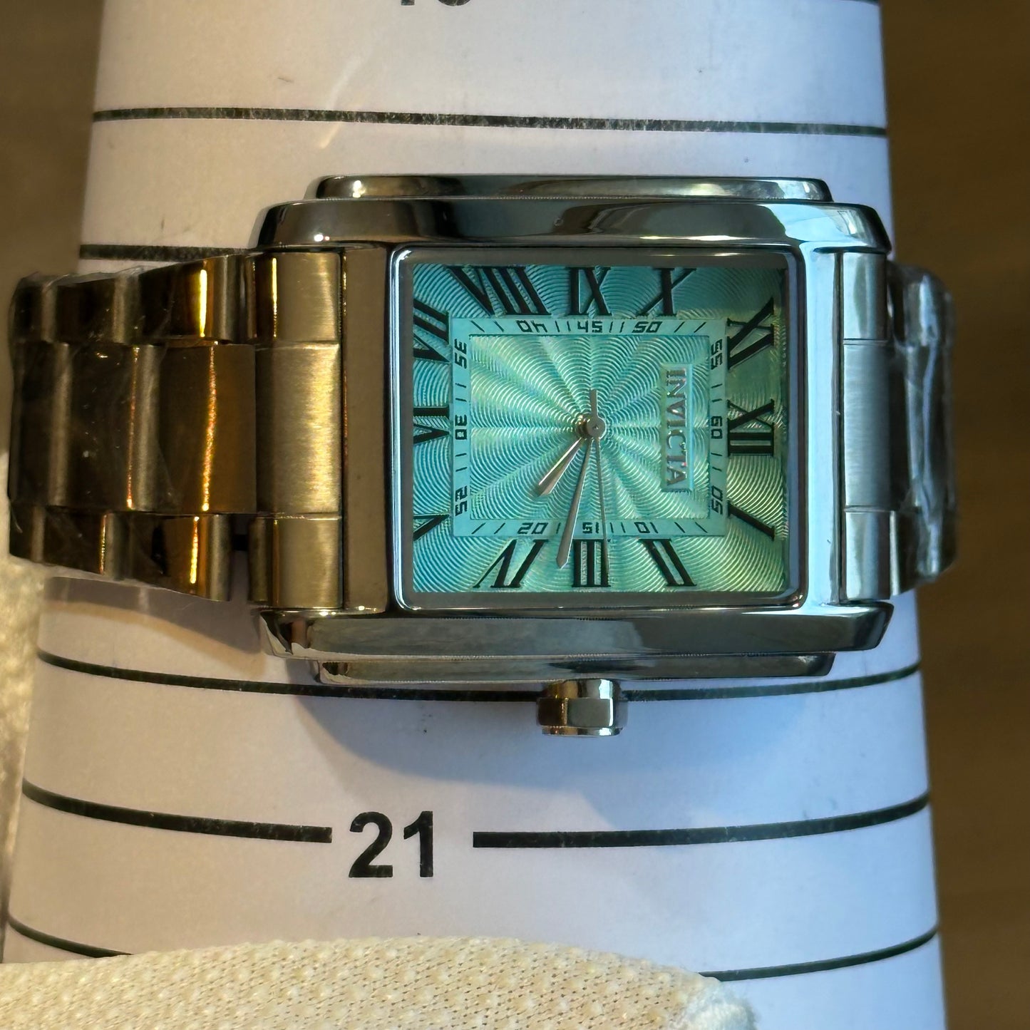 Reloj Invicta Hombre Años 2000 Acero Turquesa NOS Guilloché