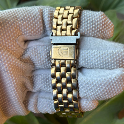 Reloj Gruen Swiss Rectangular Negro Dorado Años 2000 ÚNICO