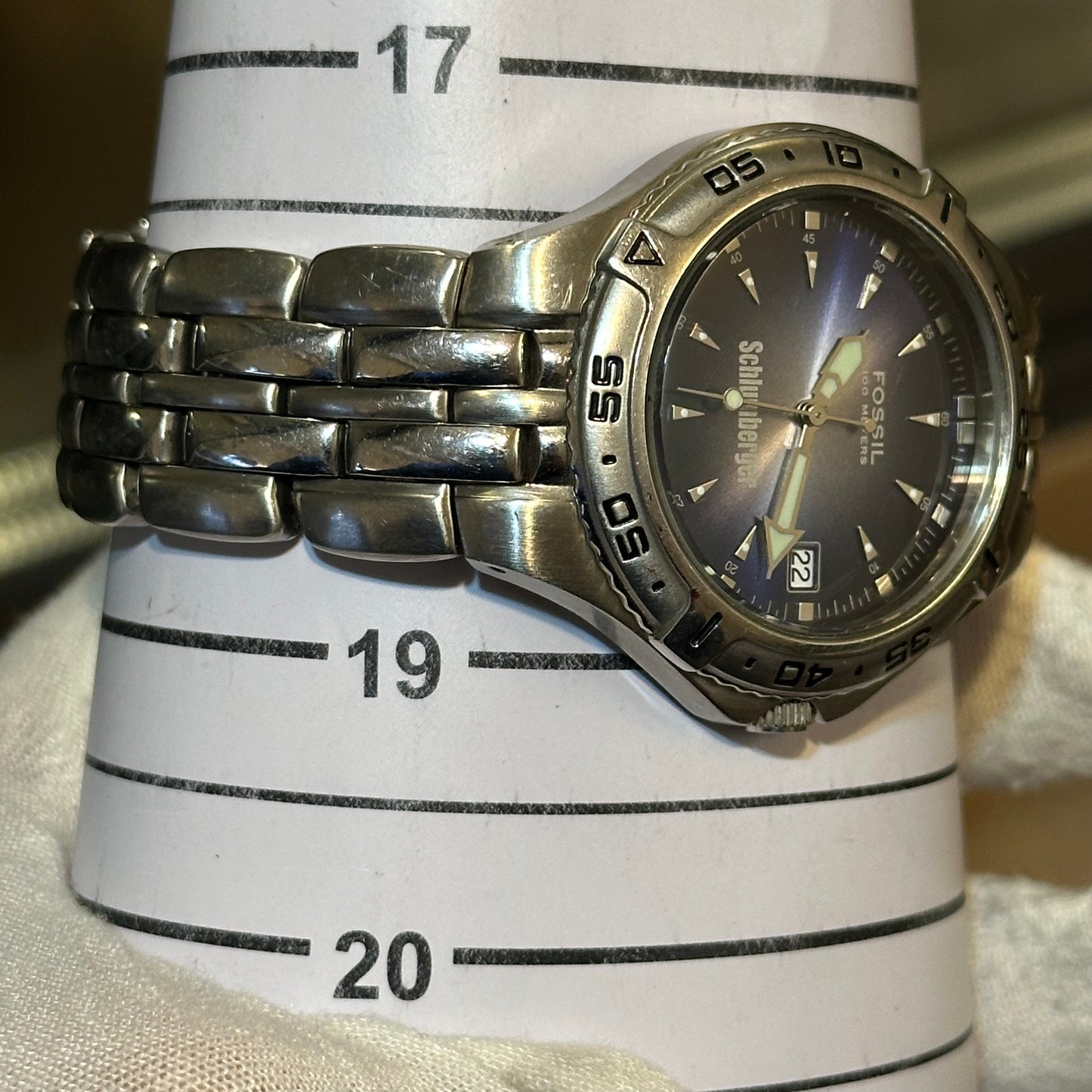 Reloj Fossil Schlumberger HOMBRE Azul Acero 2000s Corporativo RARO