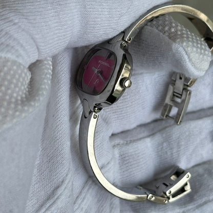 Reloj Joya Fossil F2 Mujer Y2K NOS Acero Año 2006 FUTURISTA