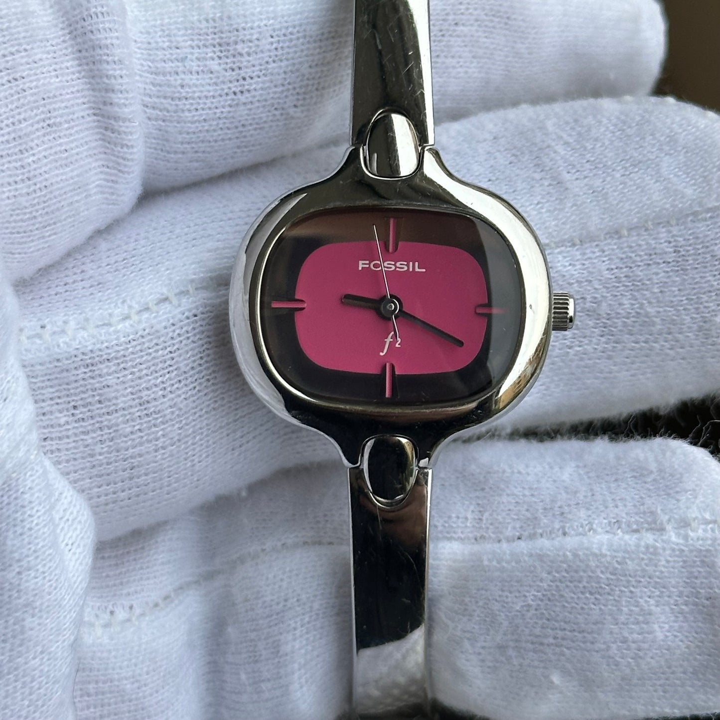 Reloj Joya Fossil F2 Mujer Y2K NOS Acero Año 2006 FUTURISTA