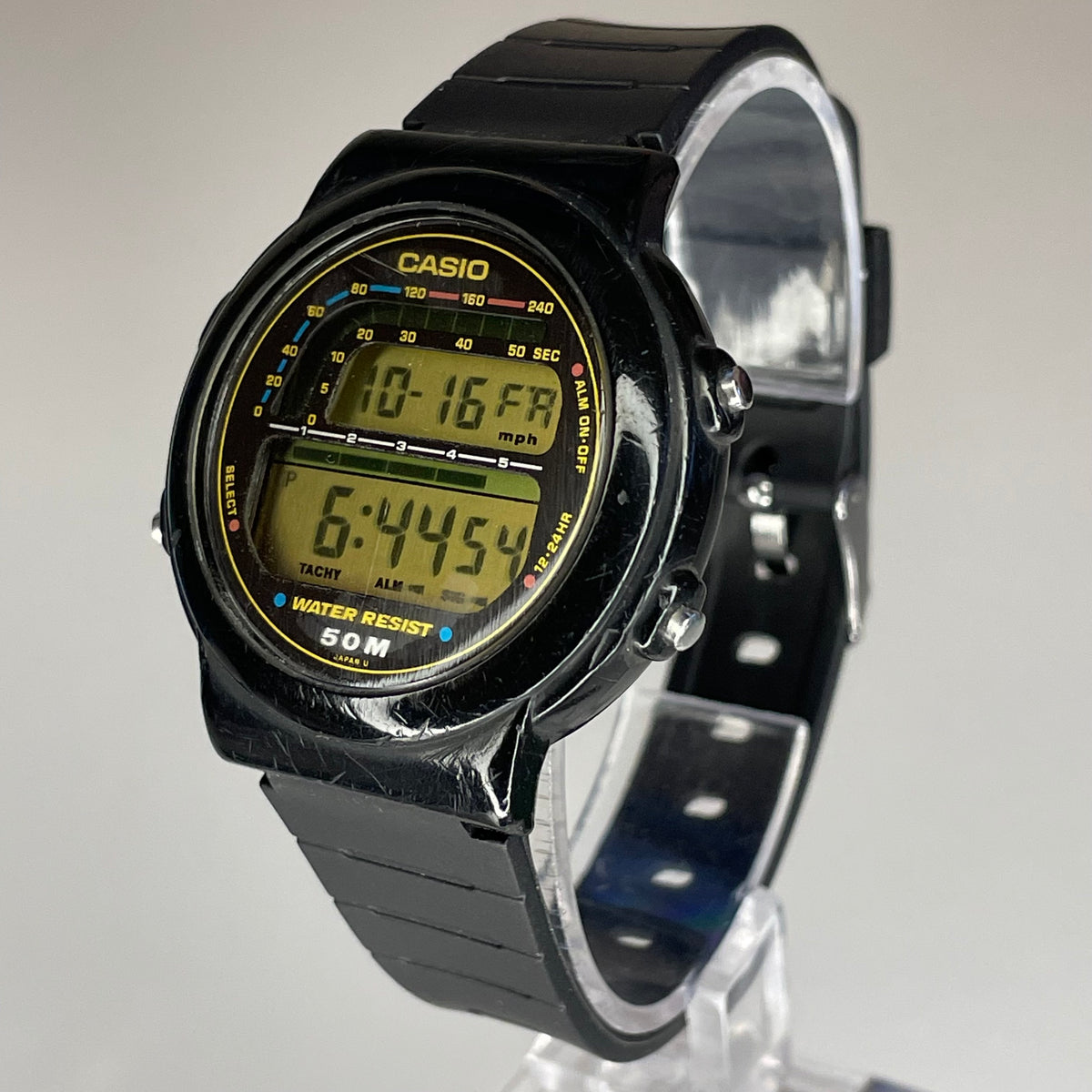 Casio Hombre TRW-20 Taquímetro Pantalla Estilo Tablero Año 1990 RARO ESCASO